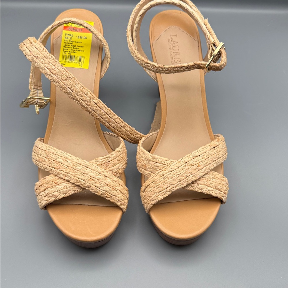 Lauren Ralph Lauren Women's Sasha Raffia Platform Sandals - Picture 2 of 4